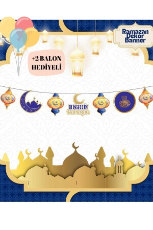 Hoşgeldin Ramazan Yazısı Ramazan Bayramı Tavan Süsü Banner Balon Hediyeli - 1