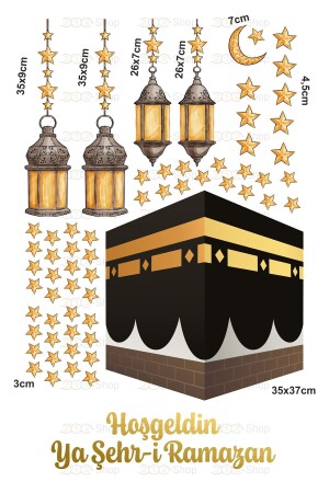 Hoşgeldin Ya-şehri Ramazan Kabe Ve Fenerler Cam Yatak Odası Mutfak Balkon Duvar Süsü Kağıdı Stickeri STC787 - 3