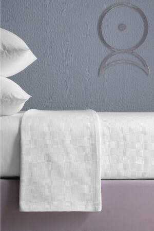 Hotel Series, luxuriöse Einzel-Tagesdecke aus Piqué-Baumwolle mit kleinem Schachbrettmuster, Mehrzweck-Tagesdecke, weiße Farbe, TYC00420861567 - 1