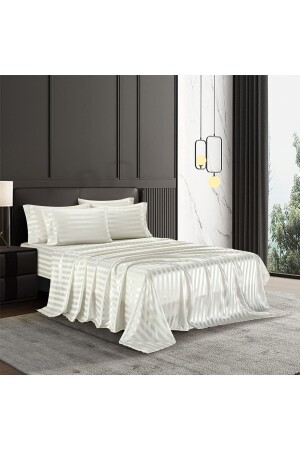 Hotel Series Luxus-Bettbezug-Set aus strukturiertem Baumwollsatin mit Seidenstruktur, 200 x 220 cm, Spannbettlaken slkcn0001 - 1