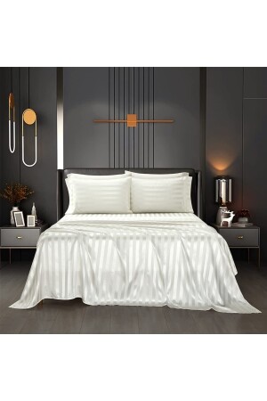 Hotel Series Luxus-Bettbezug-Set aus strukturiertem Baumwollsatin mit Seidenstruktur, 200 x 220 cm, Spannbettlaken slkcn0001 - 5