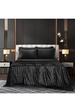 Hotel Series Luxus-Bettbezug-Set aus strukturiertem Baumwollsatin mit Seidenstruktur, 200 x 220 cm, Spannbettlaken slkcn0001 - 2