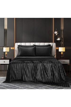 Hotel Series Luxus-Bettbezug-Set aus strukturiertem Baumwollsatin mit Seidenstruktur, 200 x 220 cm, Spannbettlaken slkcn0001 - 3