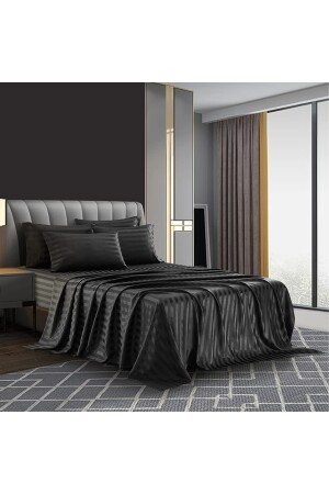 Hotel Series Luxus-Bettbezug-Set aus strukturiertem Baumwollsatin mit Seidenstruktur, 200 x 220 cm, Spannbettlaken slkcn0001 - 4