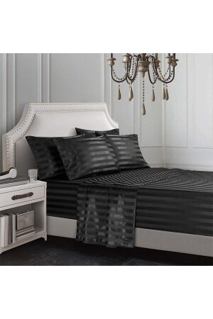 Hotel Series Luxus-Bettbezug-Set aus strukturiertem Baumwollsatin mit Seidenstruktur, 200 x 220 cm, Spannbettlaken slkcn0001 - 5