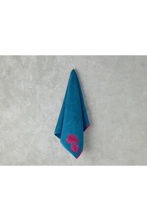 Hued Palm Baumwoll-Gesichtshandtuch Blau-Fuchsia - 1