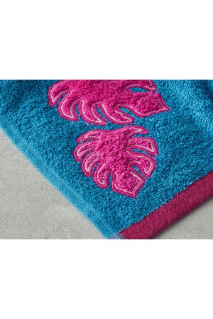 Hued Palm Baumwoll-Gesichtshandtuch Blau-Fuchsia - 3