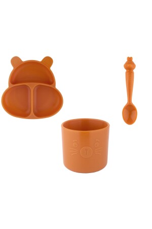 MNZ-Huppo & Bubu & Hamham Set (صفحة الفراغ السيليكوني & كوب & ملعقة) HUPPOBUBUHAMHAM - pandish