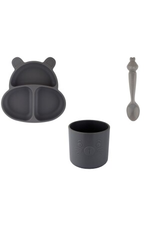 MNZ-Huppo & Bubu & Hamham Set (صفحة الفراغ السيليكوني & كوب & ملعقة) HUPPOBUBUHAMHAM - pandish