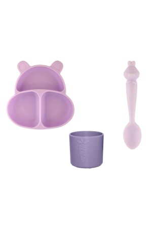 Huppo & Bubu & Hamham Seti (Silikon Vakumlu Tabak & Bardak & Kaşık) HUPPOBUBUHAMHAM - pandish