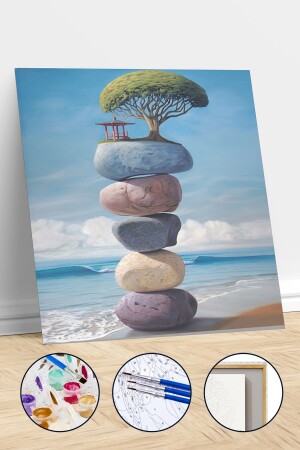 Huzurlu Yaşamak Sayılarla Boyama Seti Çerçeveli Kasnaklı ASW121561720 - kendinyaphobi