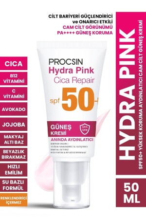 Hydra Pink (RENKLİ) Spf50 Bariyer Güçlendirici Cam Cilt Güneş Kremi Pa - 1