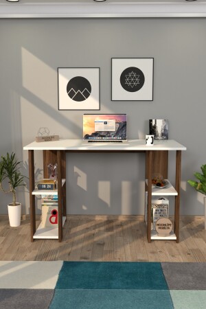 Hypo-Schreibtisch mit Bücherregal Hypotenuse-Schreibtisch aus Walnussholz - 3