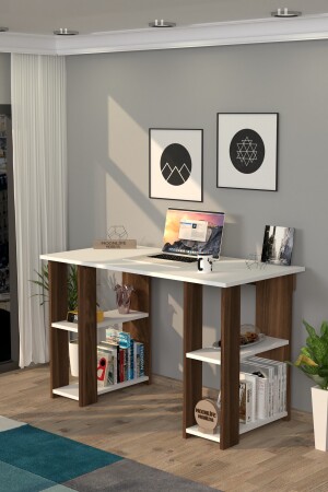 Hypo-Schreibtisch mit Bücherregal Hypotenuse-Schreibtisch aus Walnussholz - 4