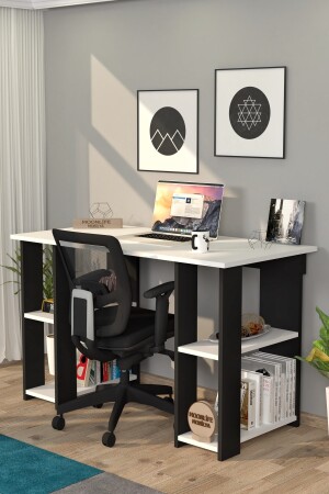 Hypo-Schreibtisch mit Bücherregal. Schwarzer Hypotenuse-Schreibtisch - 2