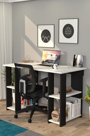 Hypo-Schreibtisch mit Bücherregal. Schwarzer Hypotenuse-Schreibtisch - 1
