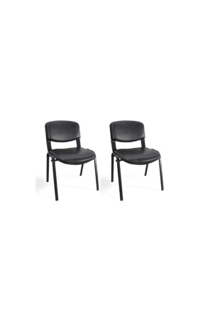 I Büromöbel & Design Schwarzer Büroschreibtisch Wartegastform Stuhl 2 Stück 008 ARJ001834 - 1
