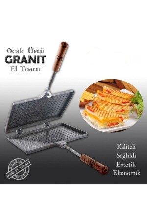 Iç Dış Granit Döküm El Tost Makinası, Granit Ultra Lüks Ocak Üstü Tost Gril ZUBA-GRANIT-TOST23 - 1