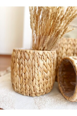 Iç Korumalı Orta Boy Sağlam Hasır Sepet-düzenleyici-saksılık - Kaihome