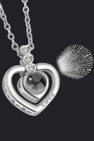 Ich liebe dich in 100 Sprachen Damen-Halskette aus 925er Sterlingsilber mit Herz Wsn230 MDL-WSN230 - 1