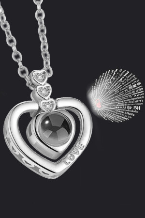 Ich liebe dich in 100 Sprachen Damen-Halskette aus 925er Sterlingsilber mit Herz Wsn230 MDL-WSN230 - 2