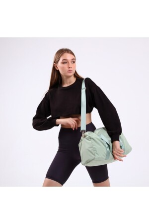 Icone Damen-Sporttasche aus Parachute-Stoff, Unisex, für Sport und Fitness, mit Vordertasche, Wassergrün - 5