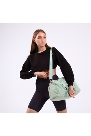 Icone Kadın Paraşüt Kumaş Önü Cepli Unisex Spor Fitness Gym Çantası Su Yeşili ICN0116 - 5