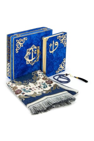 م.ن.ز-قرآن المجموعة مع غطاء خليط تخزين صلاة، بحرية أزرق - Ihvanonline