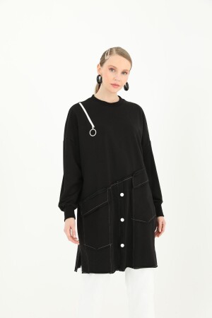 İki İplik Eteği Üç Düğmeli Sweatshirt - Puane