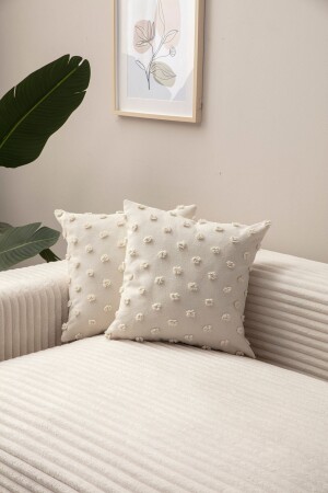 Ikili Dekoratif Puantiye Keten Kumaşlı Kırlent Kılıfı 43x43 - Swita