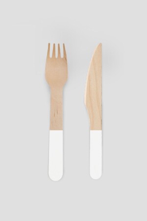 Ikili Kullan At Ahşap Çatal Bıçak Seti – Beyaz - Bekarlığa Veda Parti Bride Seti - Meri Meri Tarzı - The Soft Concept