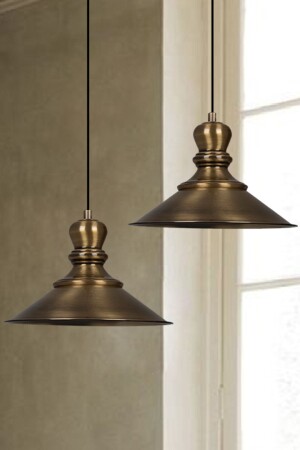 Ikili Nantes Circle Eskitme Rengi Metal Sarkıt Avize Lamba Rustik Vintage Iç Mekan Ofis Cafe BMM7104XXXX14 - Bamyum