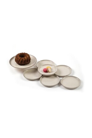Ikram World Perlenkuchen-Set mit Holzbeinen, Zimt, 7-teilig, PRLAY07PT730P02 - 1