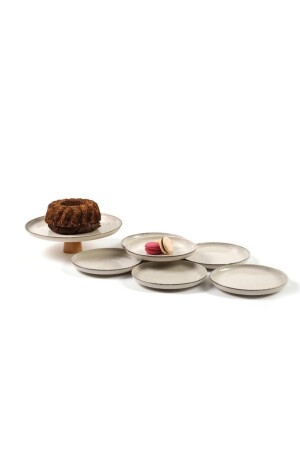 Ikram World Perlenkuchen-Set mit Holzbeinen, Zimt, 7-teilig, PRLAY07PT730P02 - 2