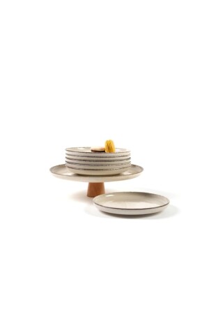 Ikram World Perlenkuchen-Set mit Holzbeinen, Zimt, 7-teilig, PRLAY07PT730P02 - 5