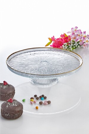 مقعد كعكة من الزجاج من النقود من الزجاج من الذهب من الذهب من الفطائر التفصيلية الخدمة - مقعد كعكة - حامل الفاكهة - حامل - İLİVA