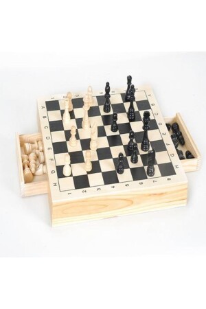 Importiertes Polyester-Schachspiel mit Schubladen, Weiß 180522 - 1