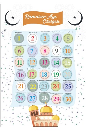 مخطط الصيام من قبل الأطفال - ملصق رمضان للأطفال Imsakiyesi 35 - Think And Print