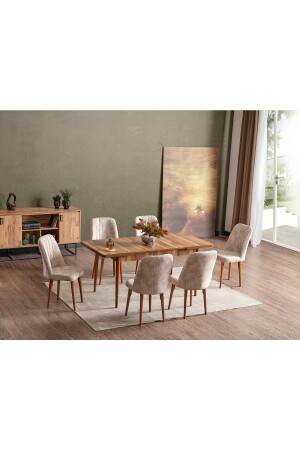 Inci Açılır 6 Kişilik Mutfak Masası Takımı Yemek Masası Takımı - Adahome