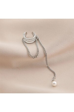 İnci Detaylı Deliksiz Kıkırdak Küpe- Ear Cuff Kadın Küpe - 3