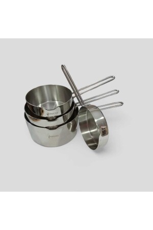 İnci Sauce Pan Kaçerola Milchkännchen 4er-Set (Saucenschüssel und 12 cm-14 cm-16 cm Milchkännchen) Edelstahl 4XR - 1