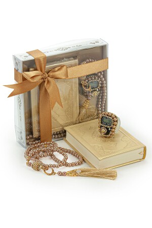 İnci Tesbih Ve Zikirmatikli Gold Medine Hatlı Kuranı Kerim Seti Dini Hediyelik - Ihvanonline