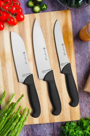 Incisive Series 3-teiliges Küchenmesserset Santaku Chef Fleisch Brot Gemüse Obst Messer CS8 - 4