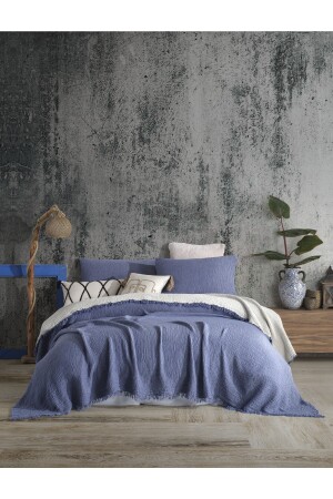 Indigo, 4-lagige Tagesdecke aus mehrfarbigem Musselin, 100 % Baumwolle, Doppelbett, 200 x 240 cm, BMB – 7300 - 5