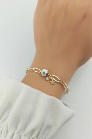 Ineinandergreifendes Kettenarmband mit Evil Eye-Perlen Trbilek70283 - 3