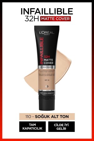 Infaillible 32h Matte Cover High Coverage Foundation – 110 Cooler Unterton - 2