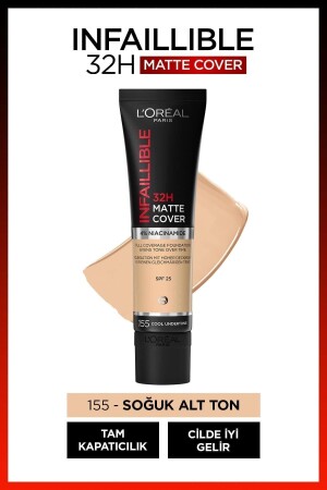 Infaillible 32h Matte Cover High Coverage Foundation – 155 Cooler Unterton - 2