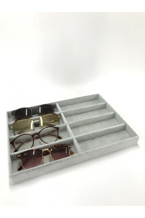 Inländische Produktion New Yorker Modell Wildleder Wildlederstoff Graue Farbe Schubladen-Brillenständer mit Fächern Megass726267272 - 1