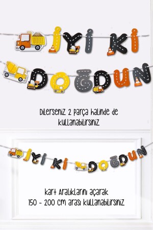 İnşaat Tema Doğum Günü İyi Ki Doğdun Banner Kalın Kart Uzun Banner - Pekshop