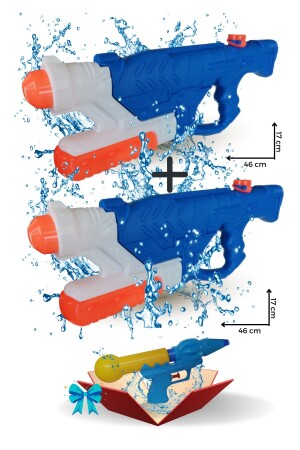 Insgesamt 3 Stück. 2 große Pumpenwasserpistolen (mit 1-Liter-Kammer) und Geschenk (kleine Wasserpistole) zanur004 - 1